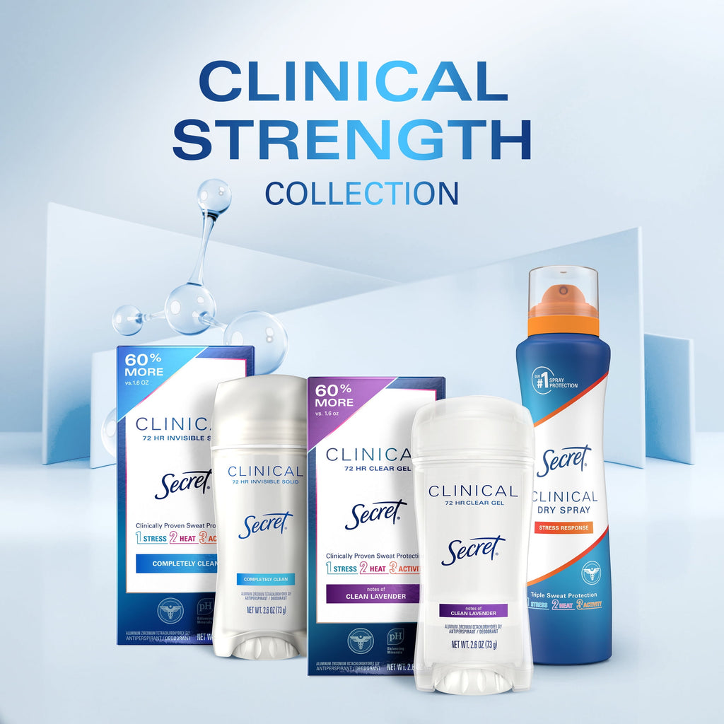 Secret Clinical Strength Invisible Solid Antiperspirant and Deodorant for Women, Stress Response, 2.6 oz 3 Pack