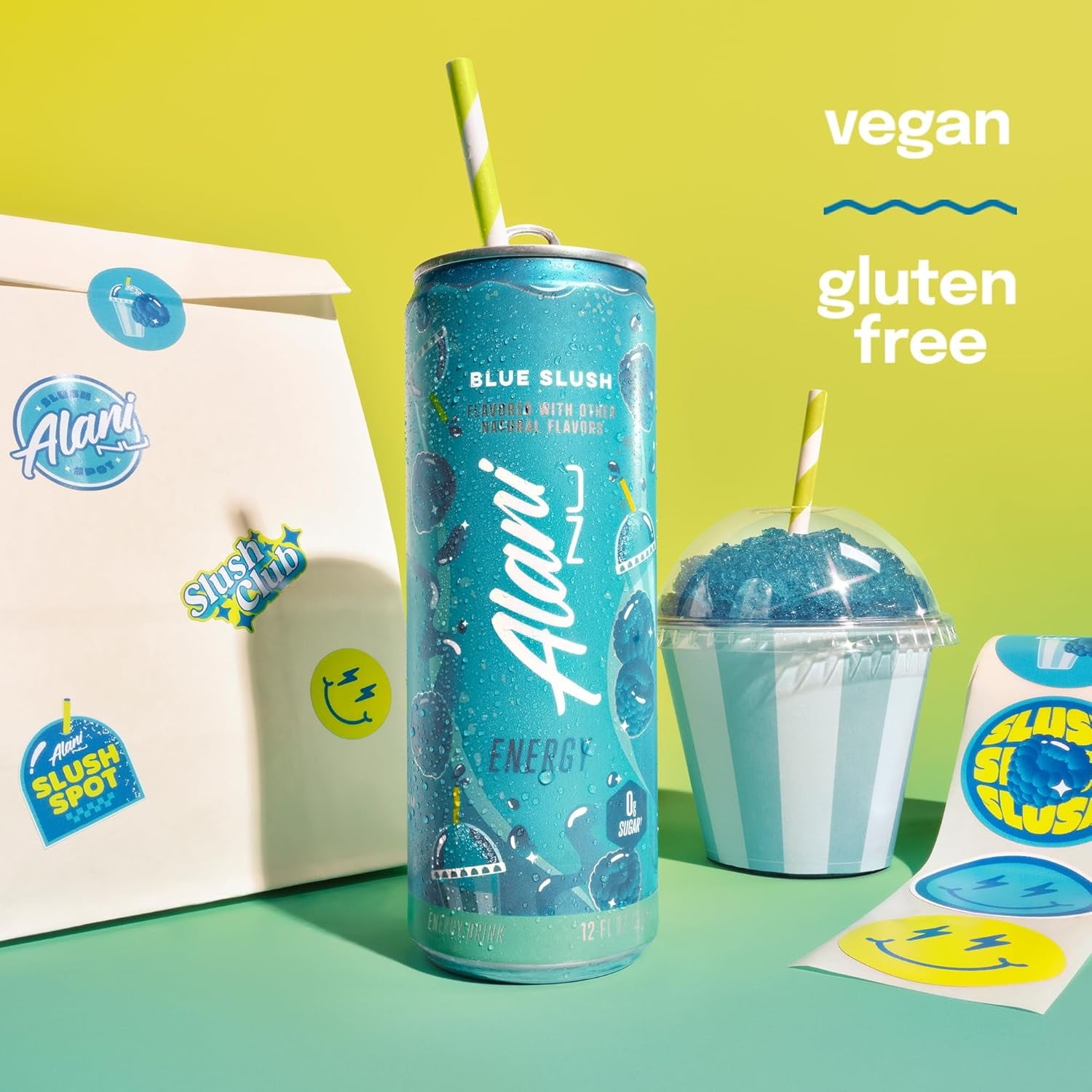 Sugar Free Energy Drink, Blue Slush, 12 fl oz, 12 Pack, Cans, 200mg Caffeine