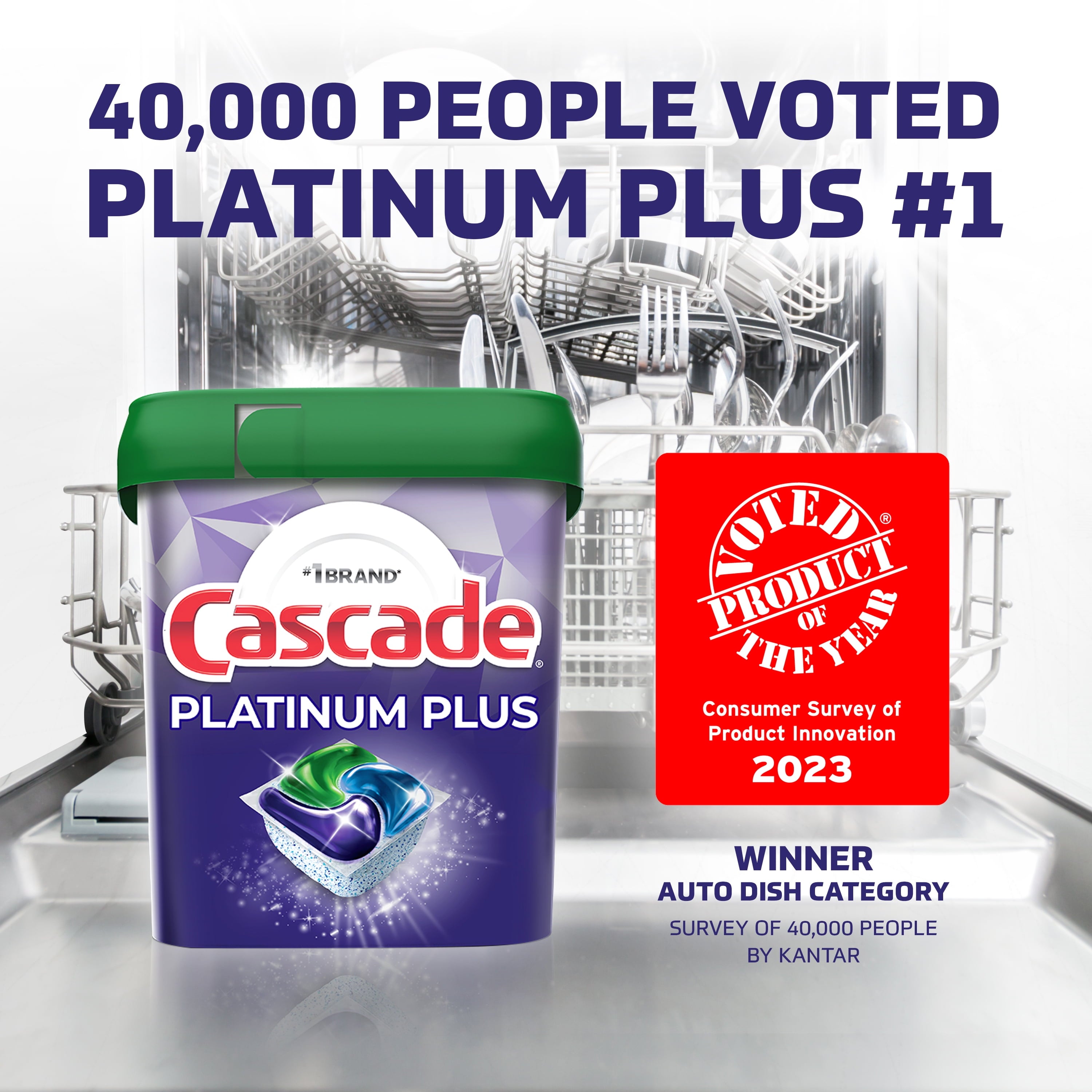 Platinum Plus Dishwasher Pods, Action Pacs Dishwasher Detergent Tabs, Lemon, 62 Count
