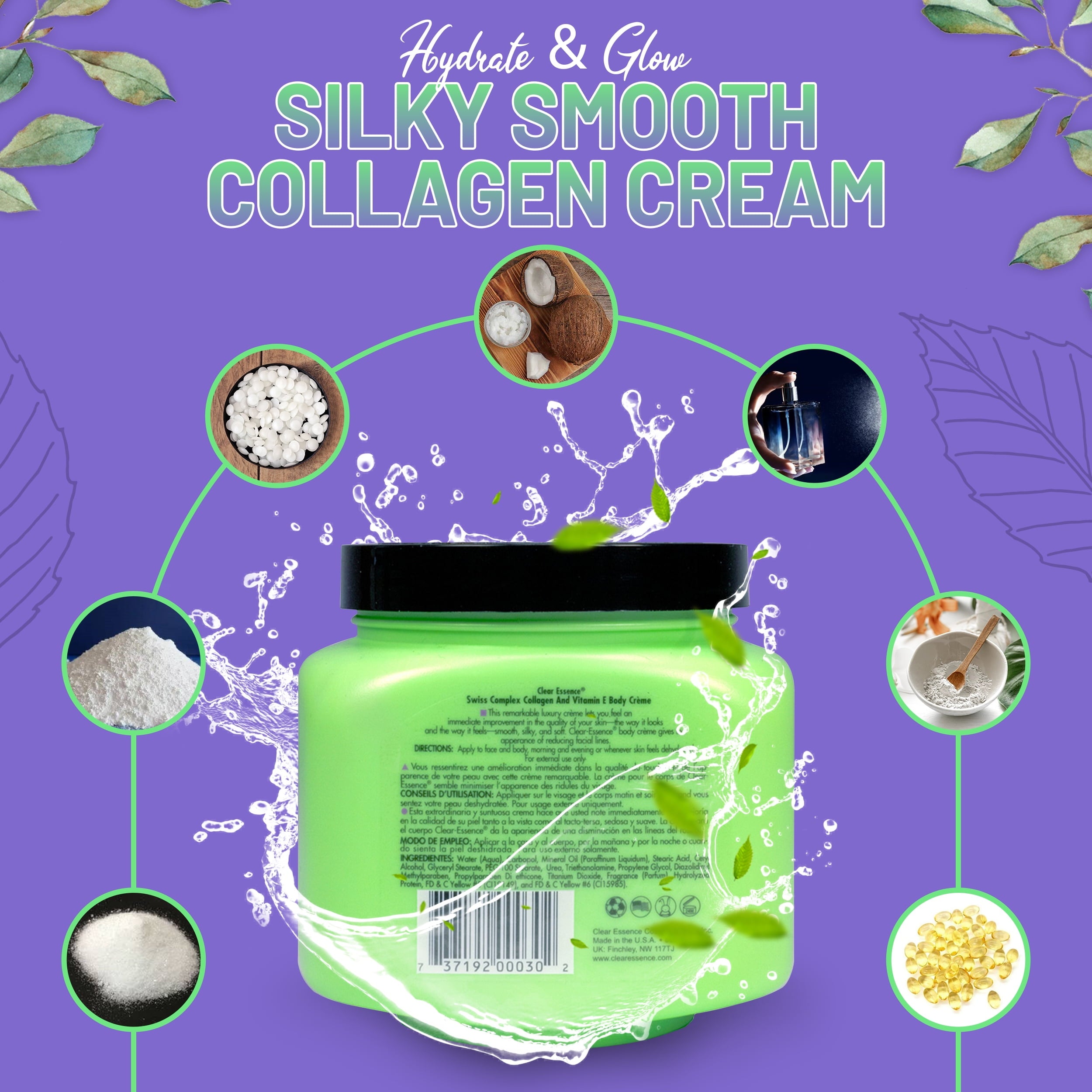 Sensitive Swiss Collagen Vitamin E Creme for Dry Skin - Collagen Moisturizer Face Cream &amp; Body Cream for Uneven Patches &amp; Dull Complexions - Dermatologist Tested Collagen Cream - 19 oz