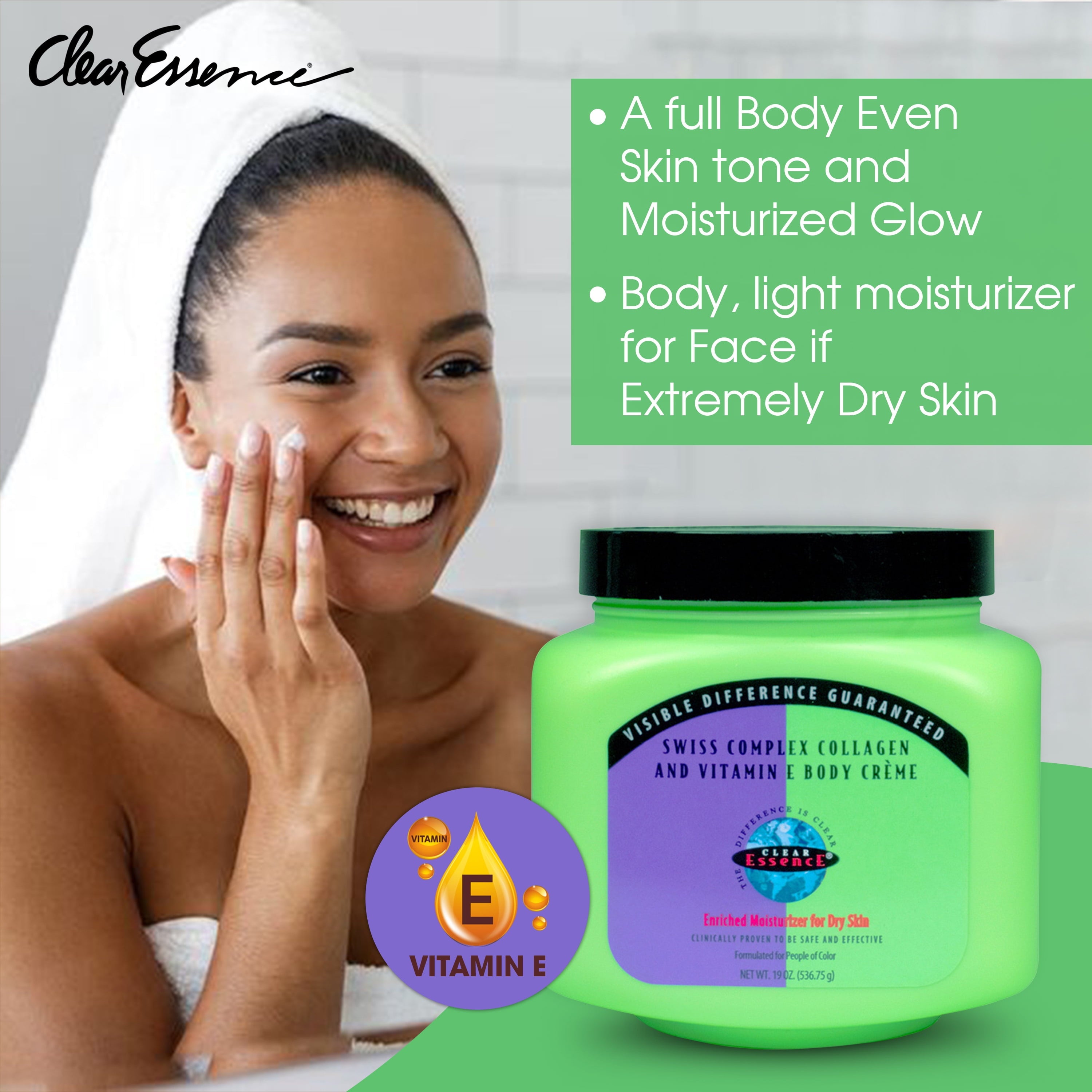 Sensitive Swiss Collagen Vitamin E Creme for Dry Skin - Collagen Moisturizer Face Cream &amp; Body Cream for Uneven Patches &amp; Dull Complexions - Dermatologist Tested Collagen Cream - 19 oz