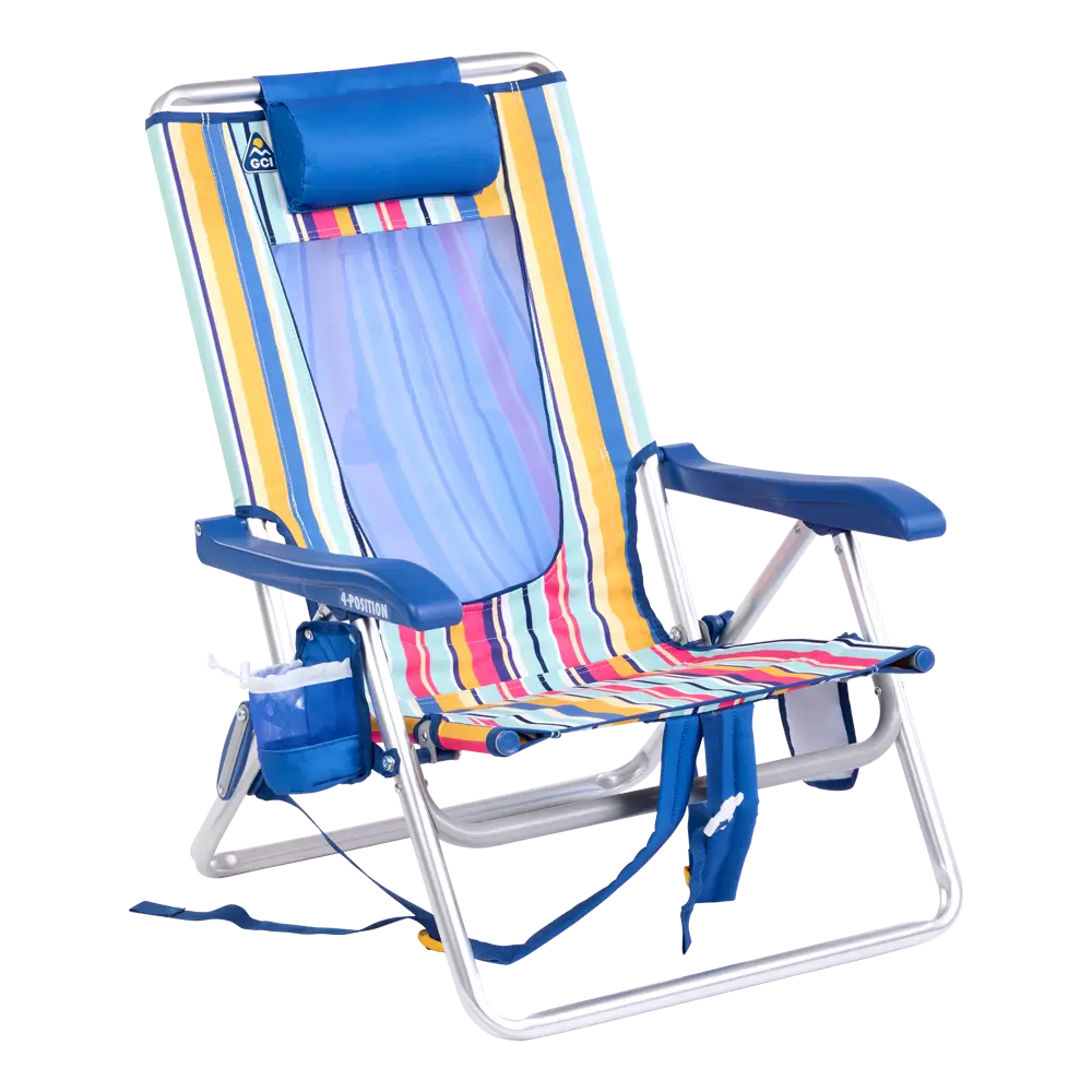 Backpack Beach Chair, Multi Stripe, Front Right Angled