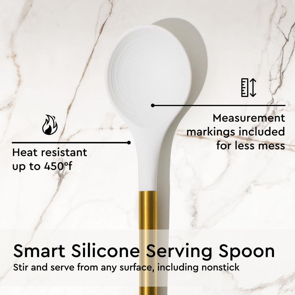 White Silicone and Gold Cooking Utensils Set