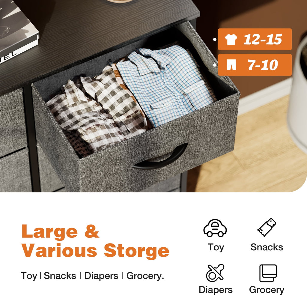 8-Drawer Fabric Dresser Storage Chest for Bedroom, Closet, Entryway, Storage Furniture for Adults, Black
