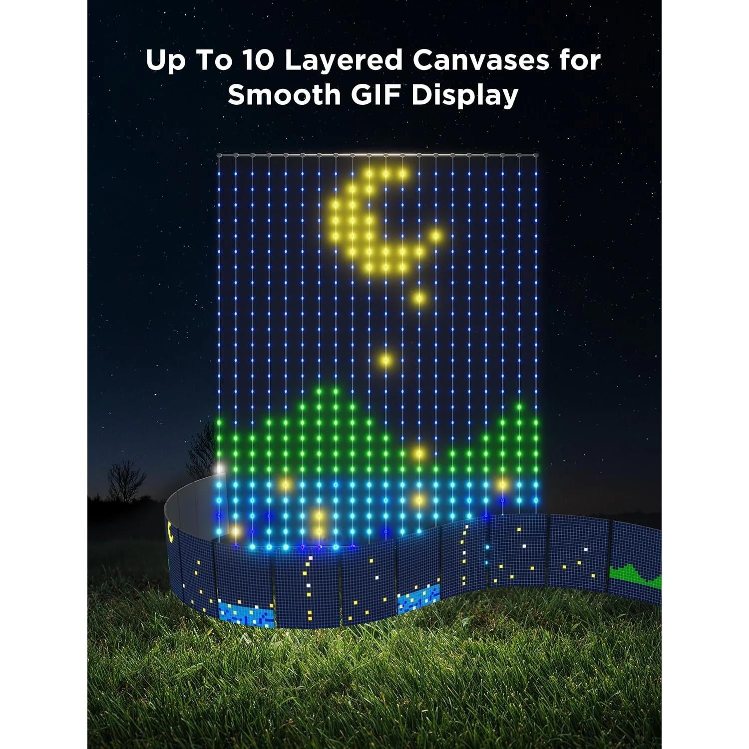 Curtain Lights 2, Smart LED Lights, DIY GIF AIGC, 520 LEDs, RGBIC, IP65 Waterproof For Outdoor,Indoor Bedroom Window Decor,4.9×6.6ft
