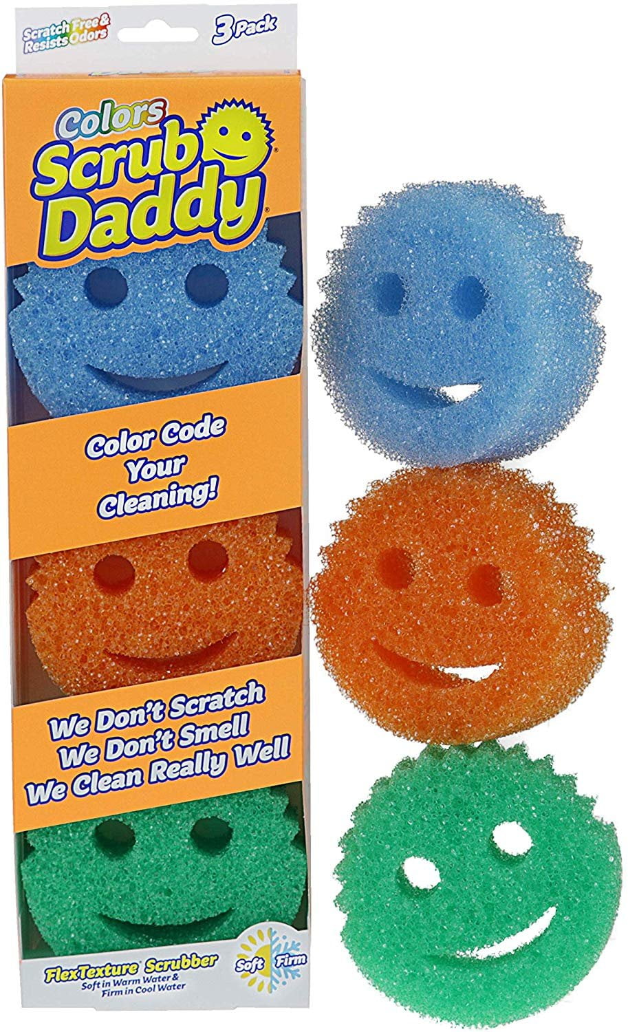 Scratch Free Color Sponge with Flex Texture, Pack3