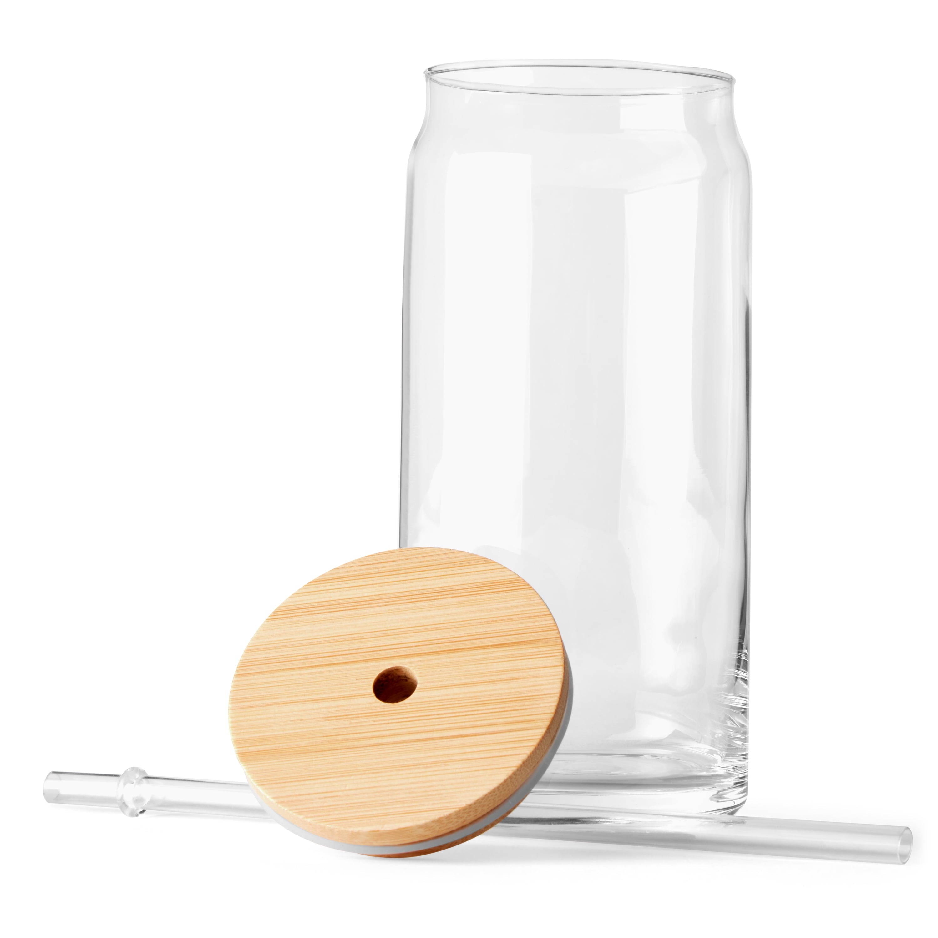 Briar Can Glass Drinkware with Lids &amp; Straws, Set of 4
