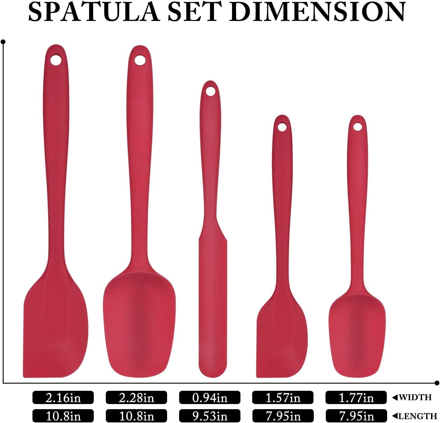 Food Grade Silicone Rubber Spatula Set, 5 Pcs Kitchen Cooking Baking Mixing Utensil Sets, High Non Stick Dishwasher- Khaki