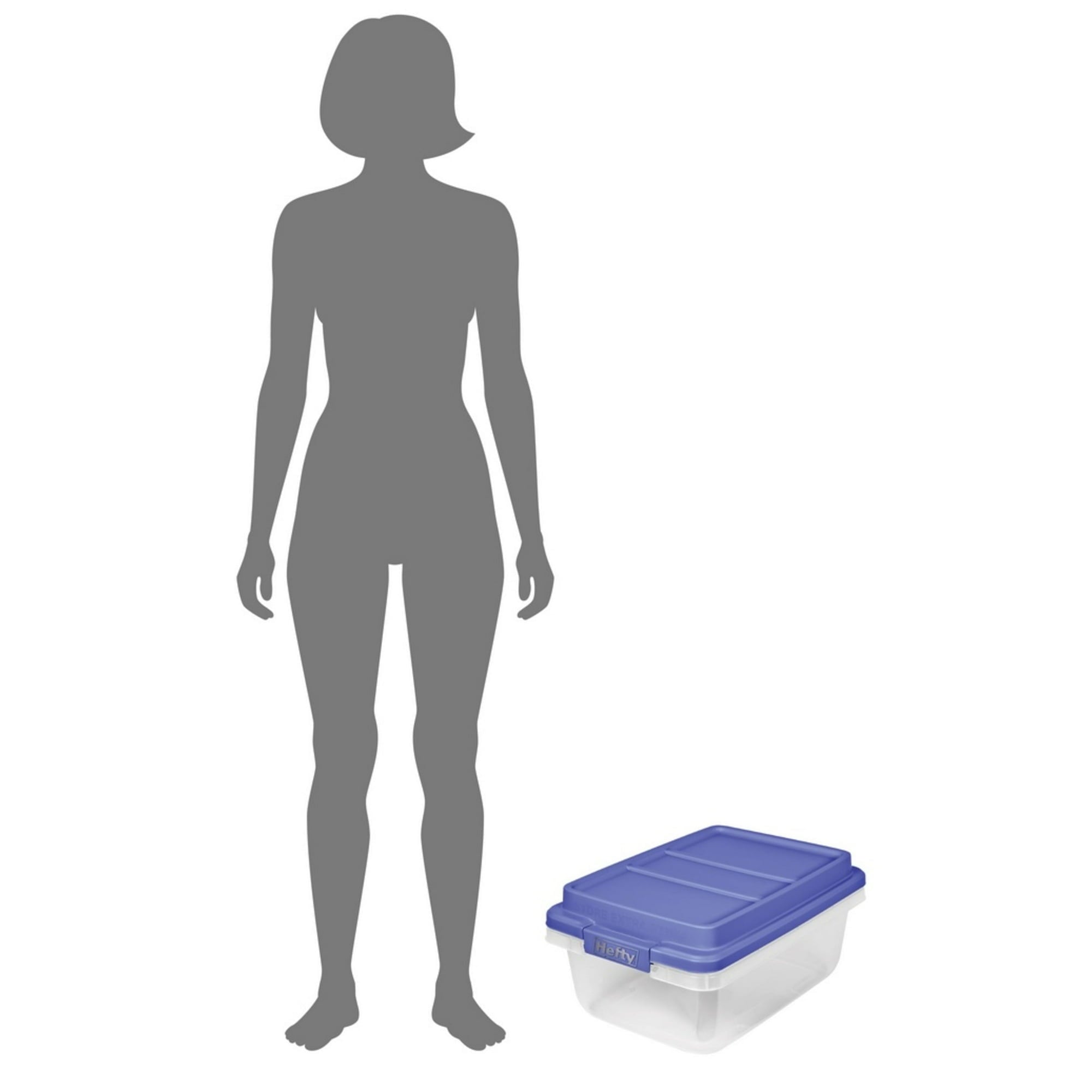 (2 pack) Hefty 18 Quart Clear Plastic Latched Storage Bin with Blue HI-RISE Lid, Adult