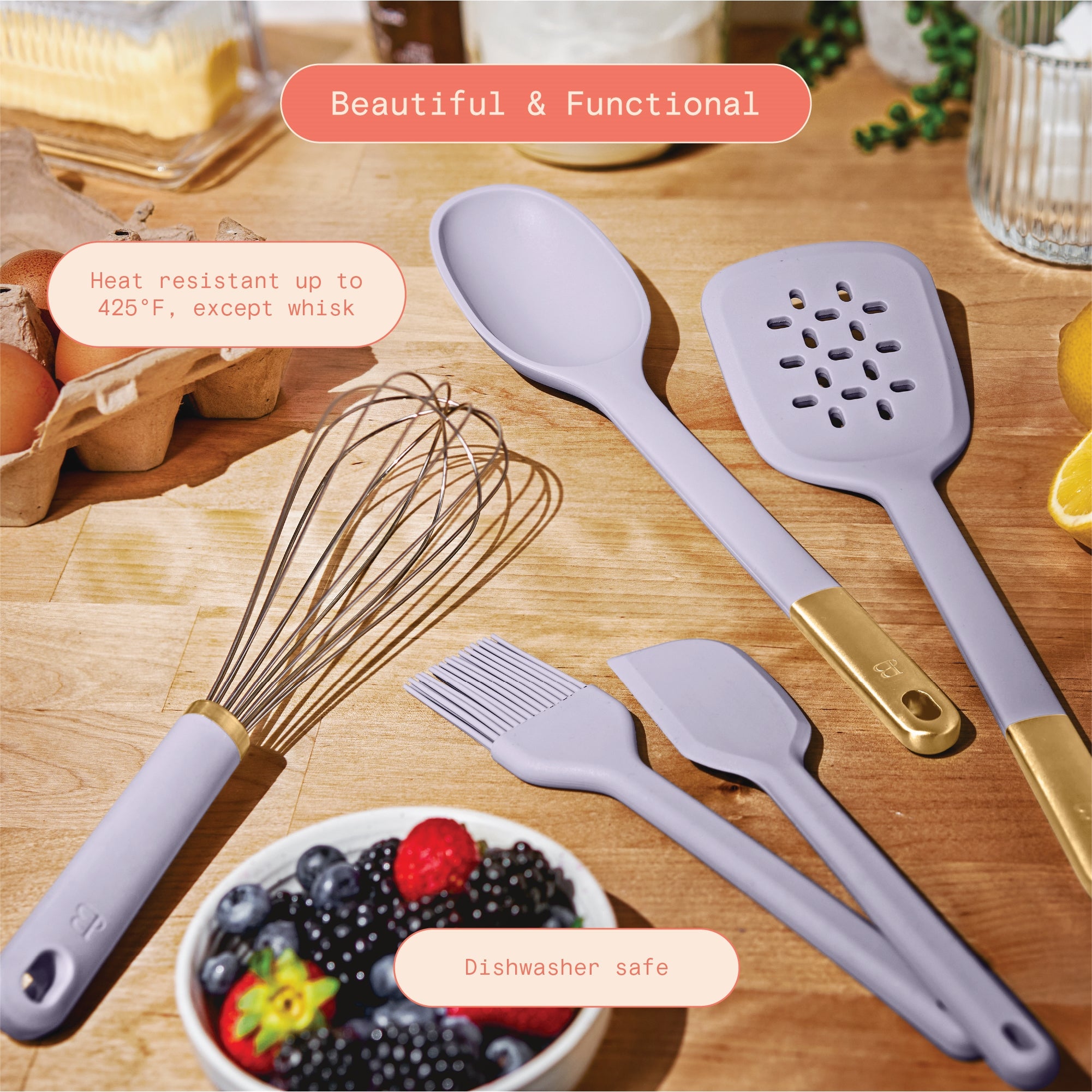 5-Piece Kitchen Tool Set, Porcini Taupe by Drew Barrymore