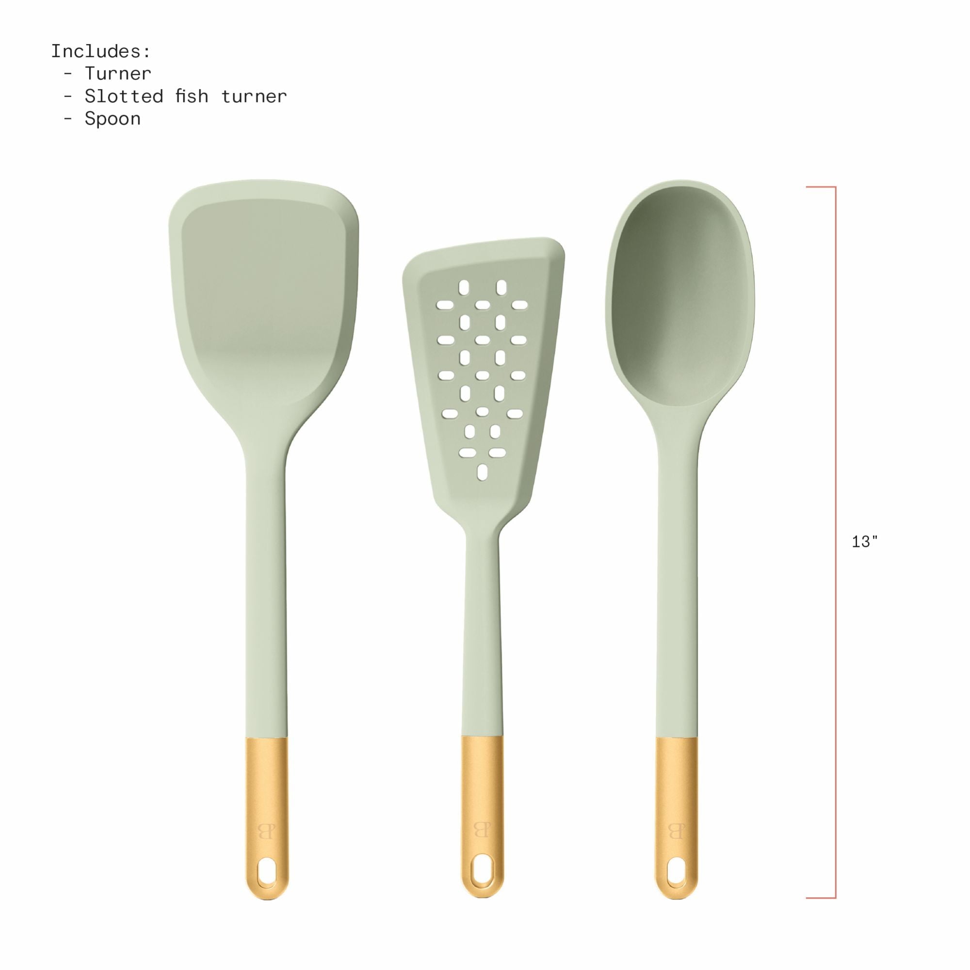 3-Piece Silicone Kitchen Utensil Tool Set, Porcini Taupe by Drew Barrymore
