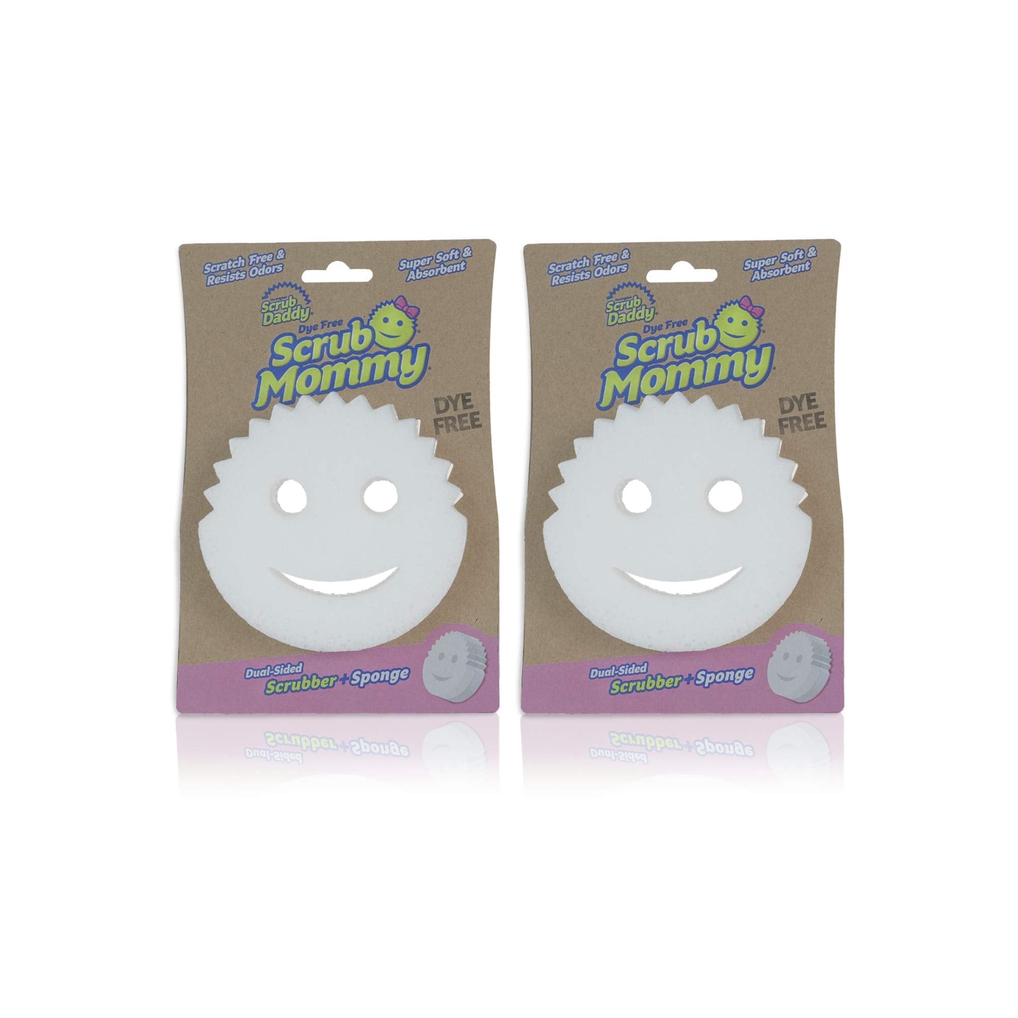 Scrub Mommy Dual-Sided Sponge - Dye Free, Scratch-Free, Odor Resistant - 2 Pack