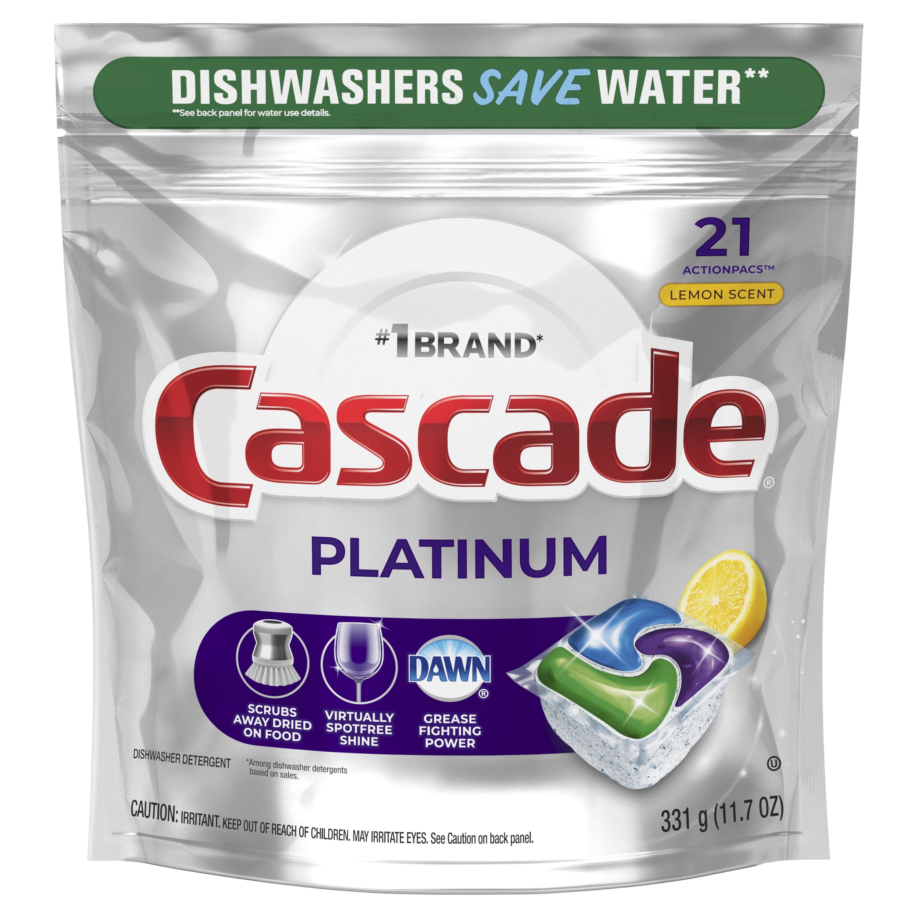 Pacs Dishwasher Detergents, Lemon Scent, 11.7 Ounce, 21 Count
