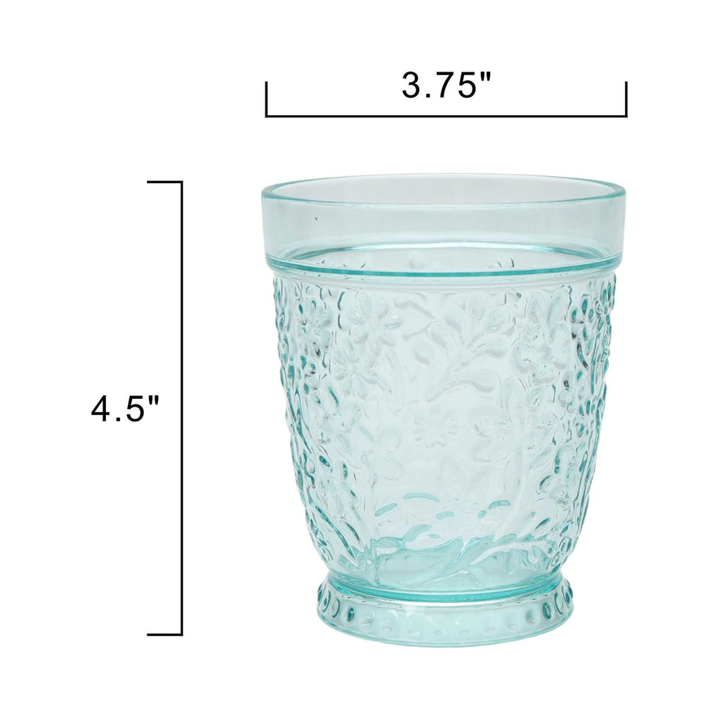 (2 pack) 16-Ounce Embossed Tritan Plastic Ditsy Tumbler, Teal