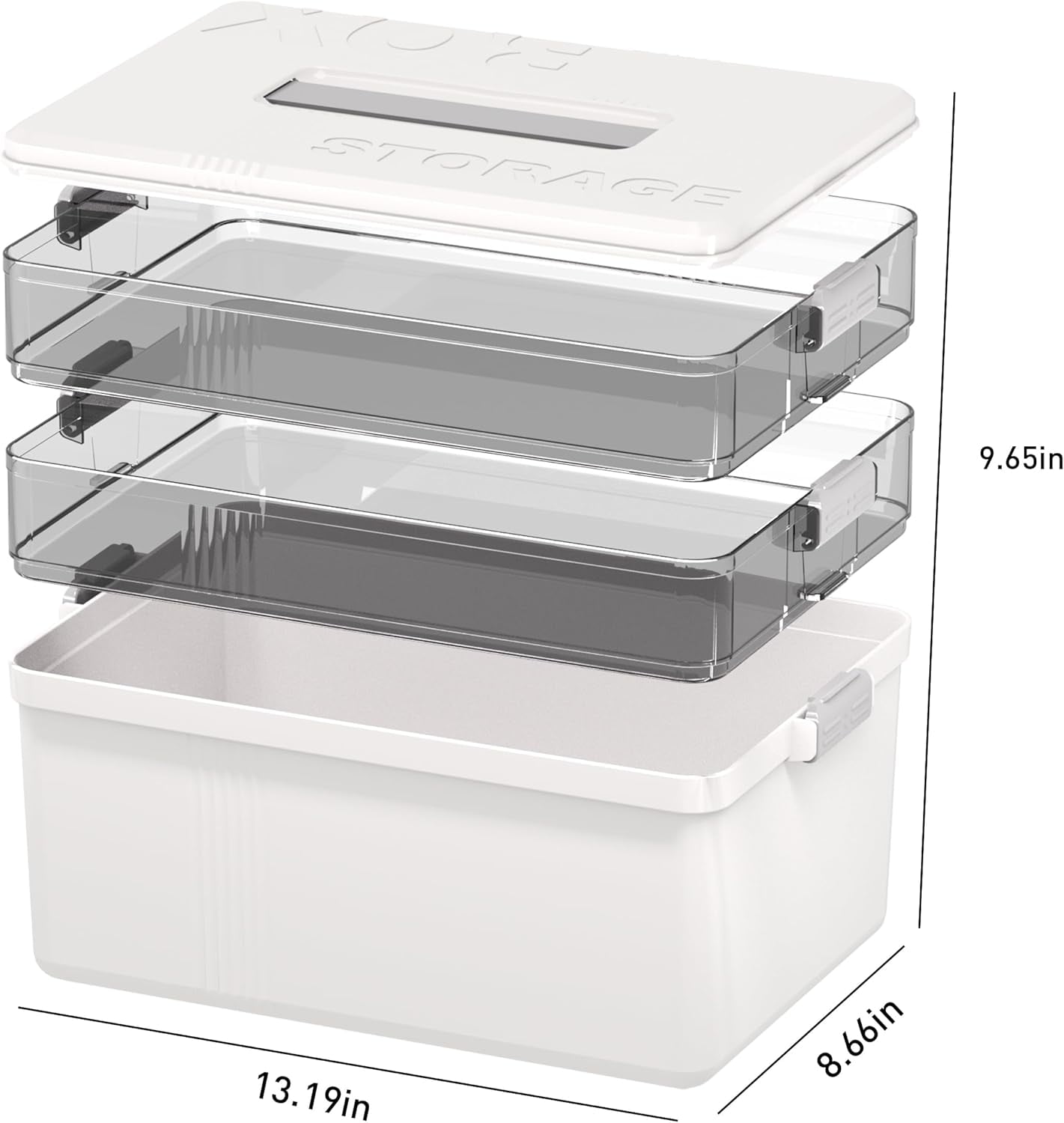 5 Layer storage bins with lid Stack &amp; Carry Box Plastic Handled with Removable Tray for Craft Adult