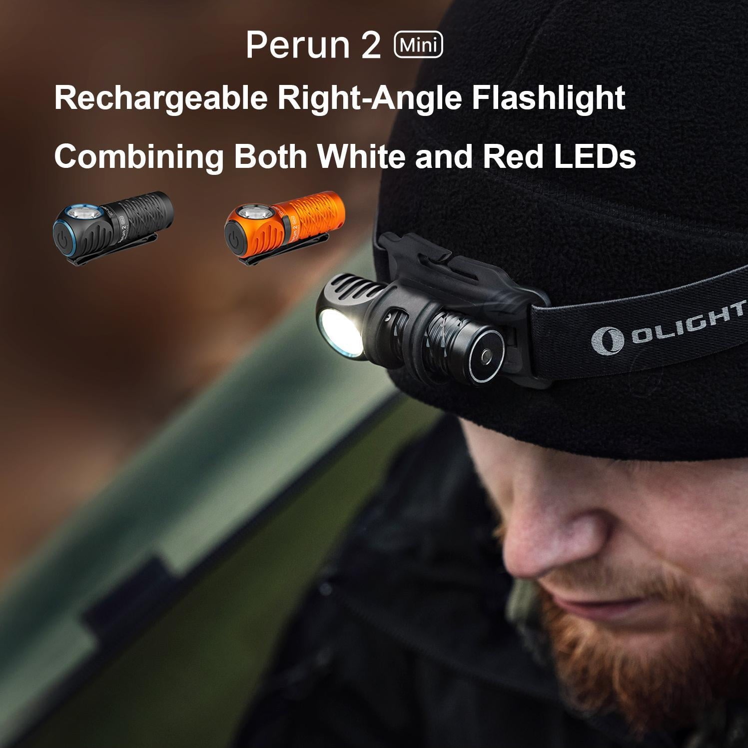 Perun 2 Mini 1100 Lumens LED Rechargeable Headlamp, Black