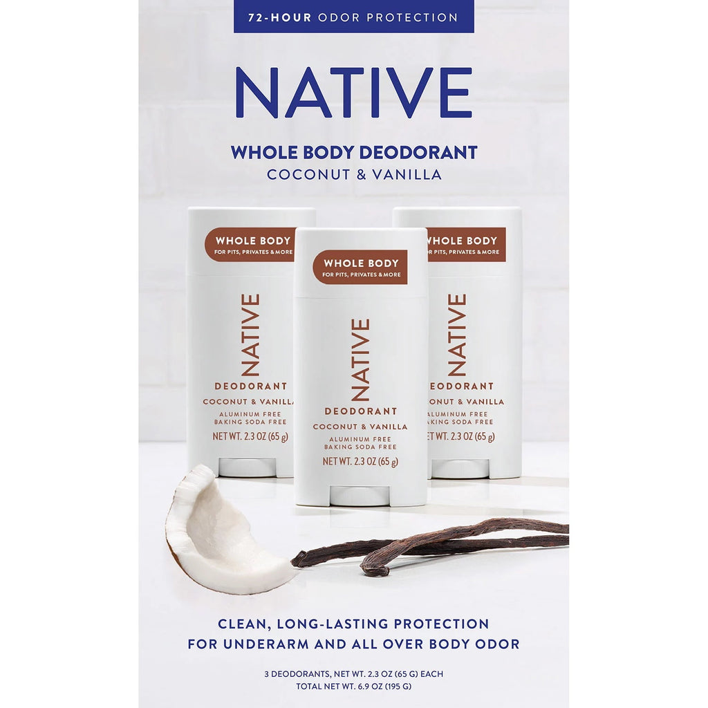 Whole Body Aluminum-Free Deodorant, Coconut &amp; Vanilla, 2.3 Ounce (3 Pack)
