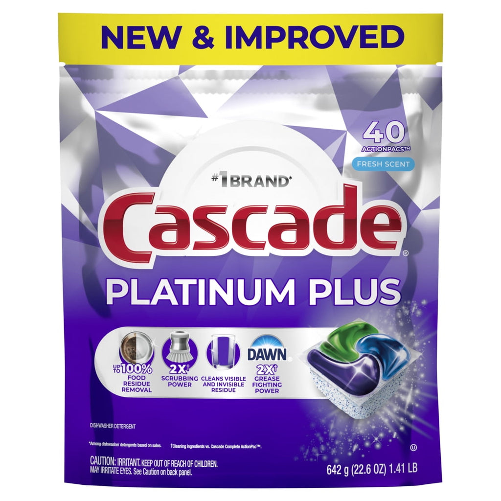 Platinum Plus Dishwasher Pods, Dishwasher Detergent, Dish Detergent Soap, Fresh, 40 Count