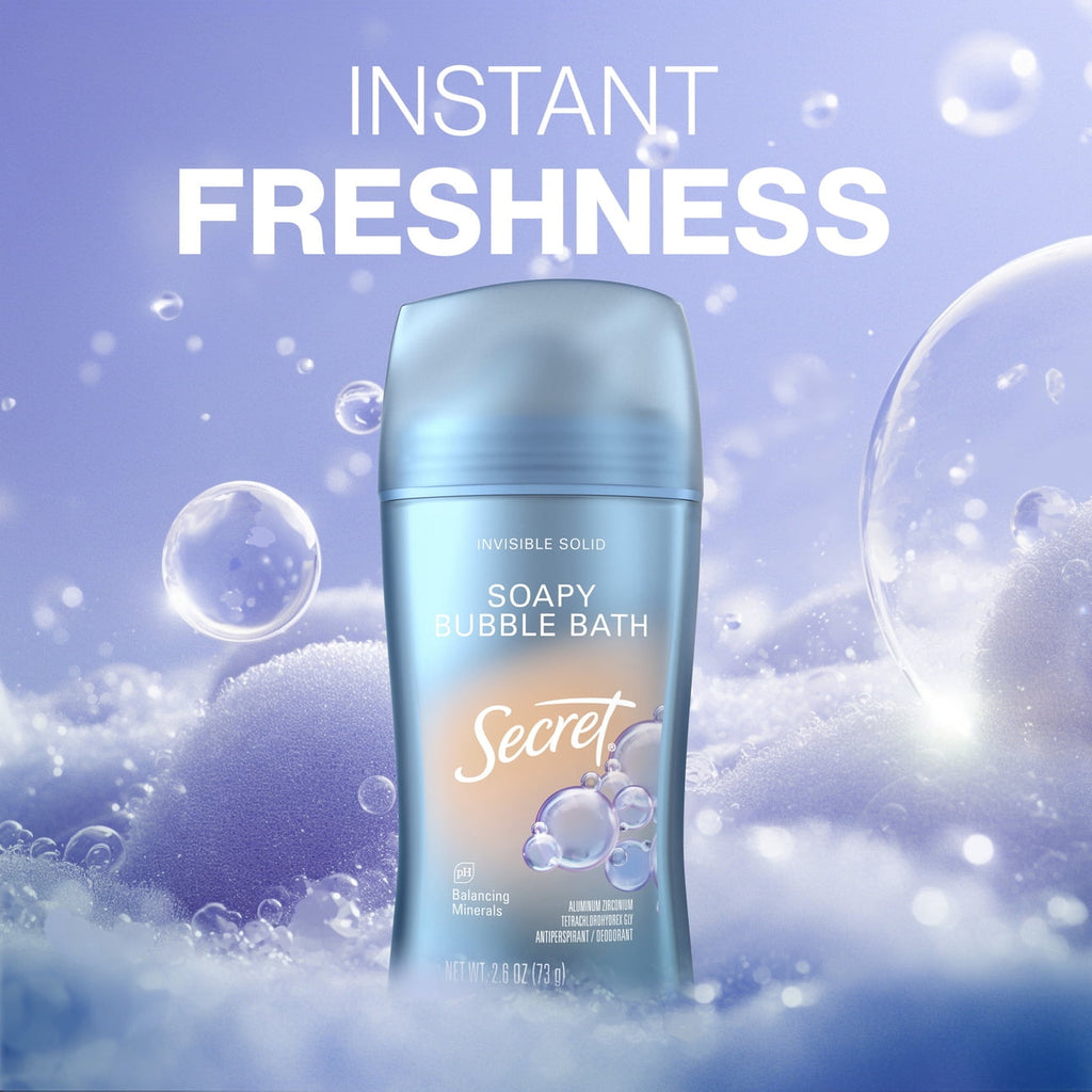 Fresh Invisible Solid Antiperspirant &amp; Deodorant for Women, Bubble Bath, 2.6oz