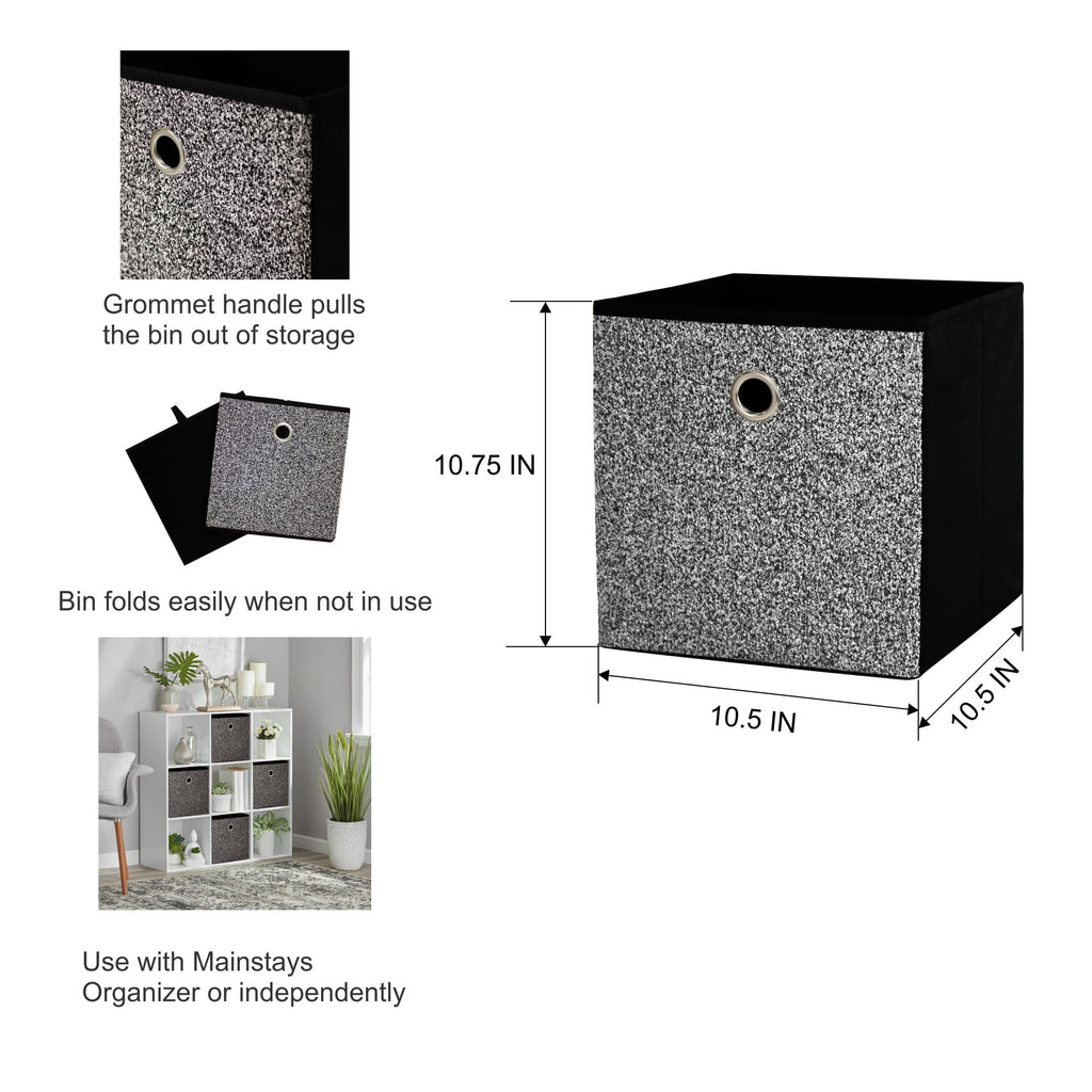 Collapsible Fabric Cube Storage Bin, Rich Black