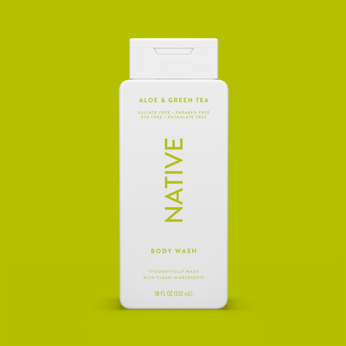 Body Wash, Aloe &amp; Green Tea, Sulfate Free, Naturally Derived Ingredients, 24hr Freshness, for Women &amp; Men, 18 fl oz