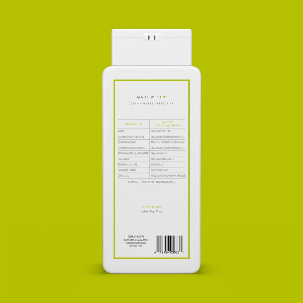 Body Wash, Aloe &amp; Green Tea, Sulfate Free, Naturally Derived Ingredients, 24hr Freshness, for Women &amp; Men, 18 fl oz