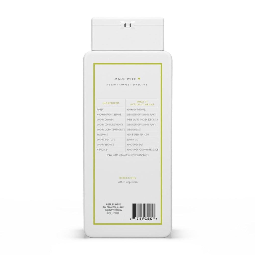 Body Wash, Aloe &amp; Green Tea, Sulfate Free, Naturally Derived Ingredients, 24hr Freshness, for Women &amp; Men, 18 fl oz