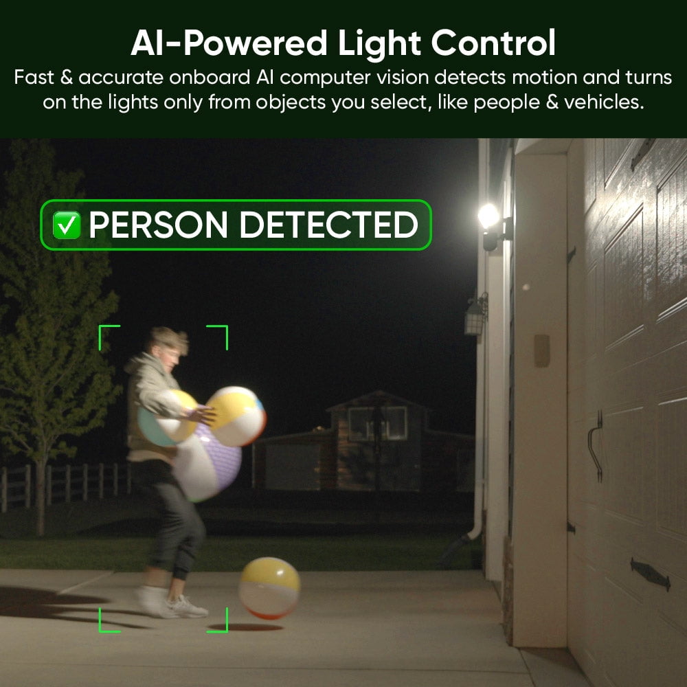 Floodlight Camera Pro, 3000 Lumen LEDs, 180° Wide View, 2k HD Outdoor Wi-Fi Floodlight Home Security Camera - Black