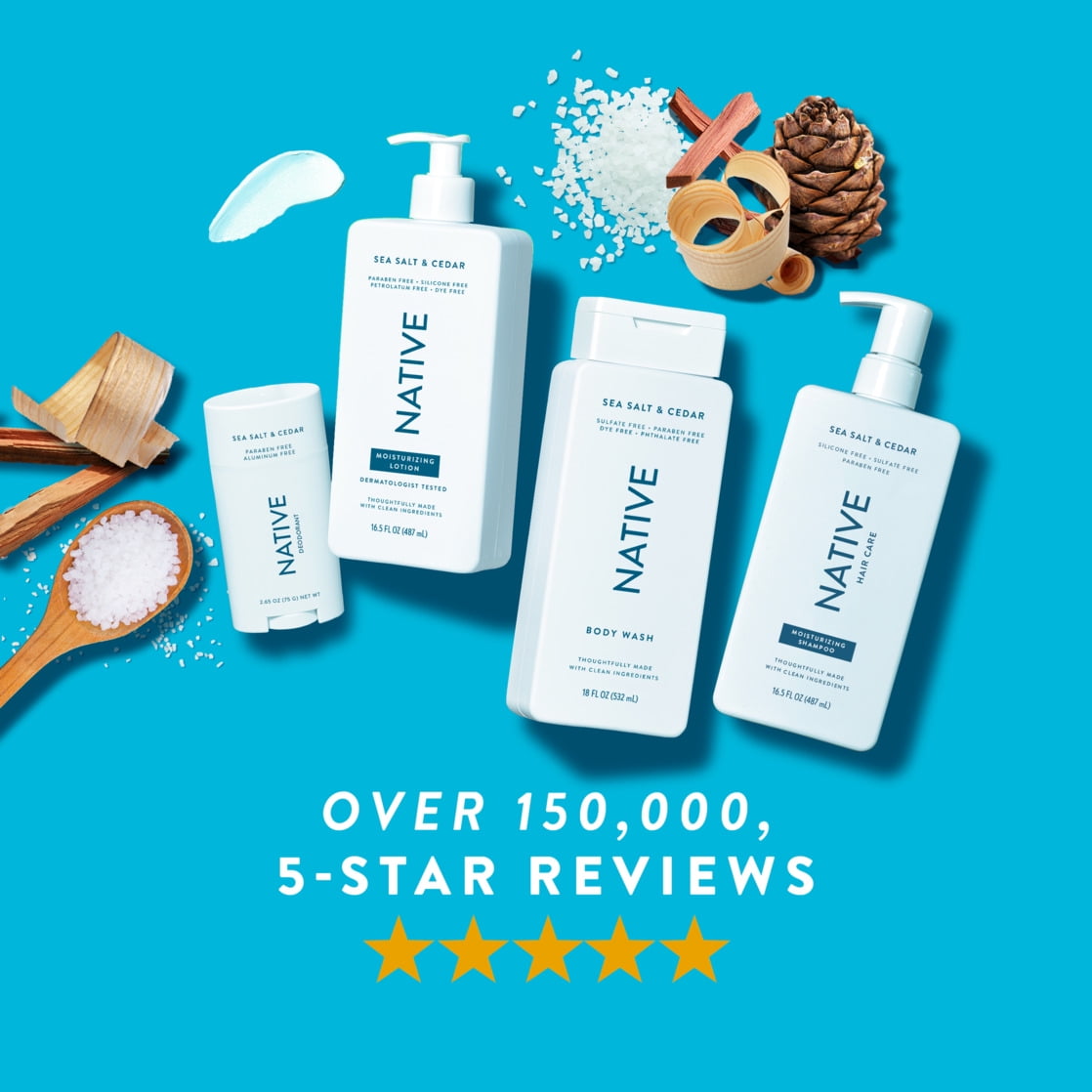 Body Wash, Sea Salt &amp; Cedar, Sulfate Free, Naturally Derived Ingredients, 24hr Freshness, for Women &amp; Men, 36 fl oz