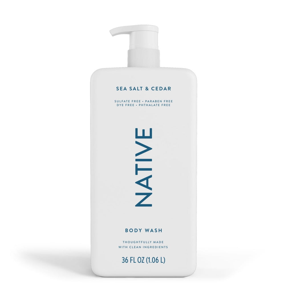 Body Wash, Sea Salt &amp; Cedar, Sulfate Free, Naturally Derived Ingredients, 24hr Freshness, for Women &amp; Men, 36 fl oz