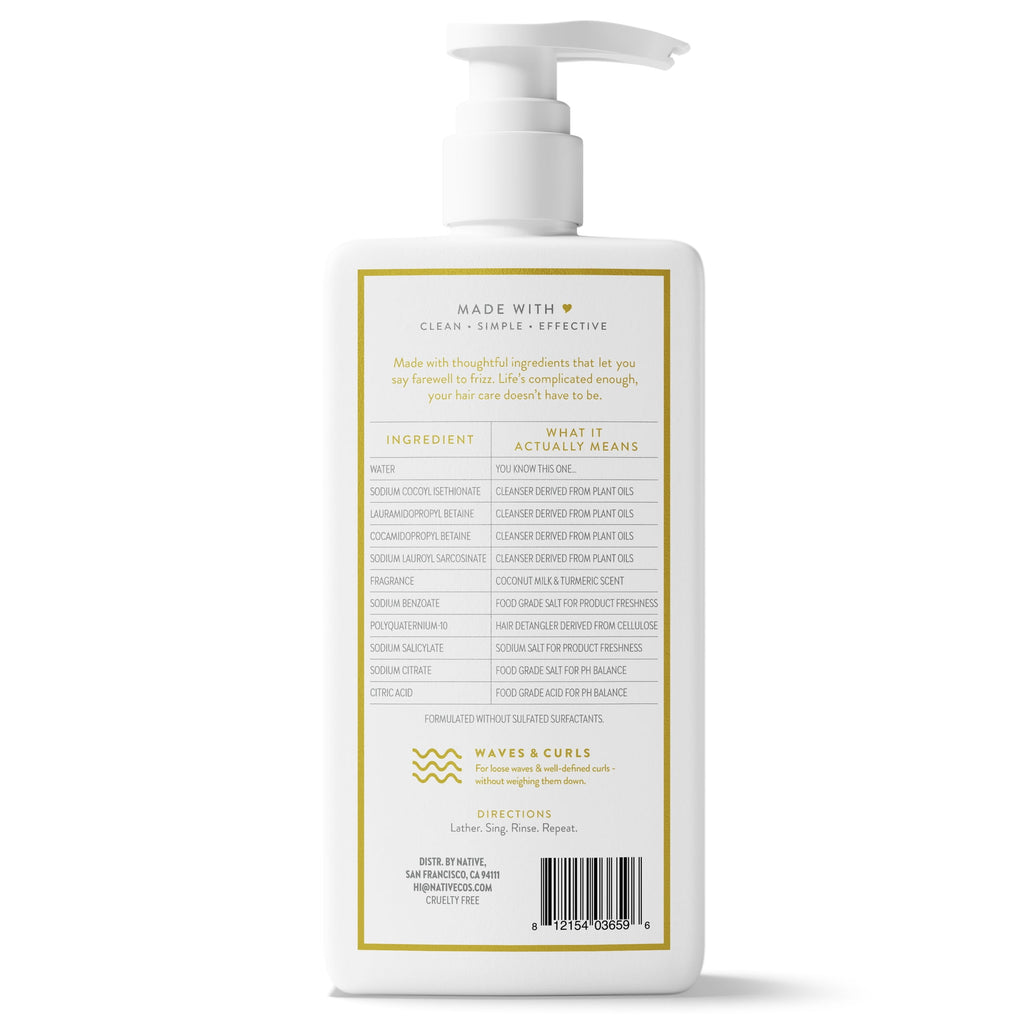 Curl Care 2-in-1 Mens Shampoo and Conditioner Coconut Milk and Turmeric 16.5 fl oz