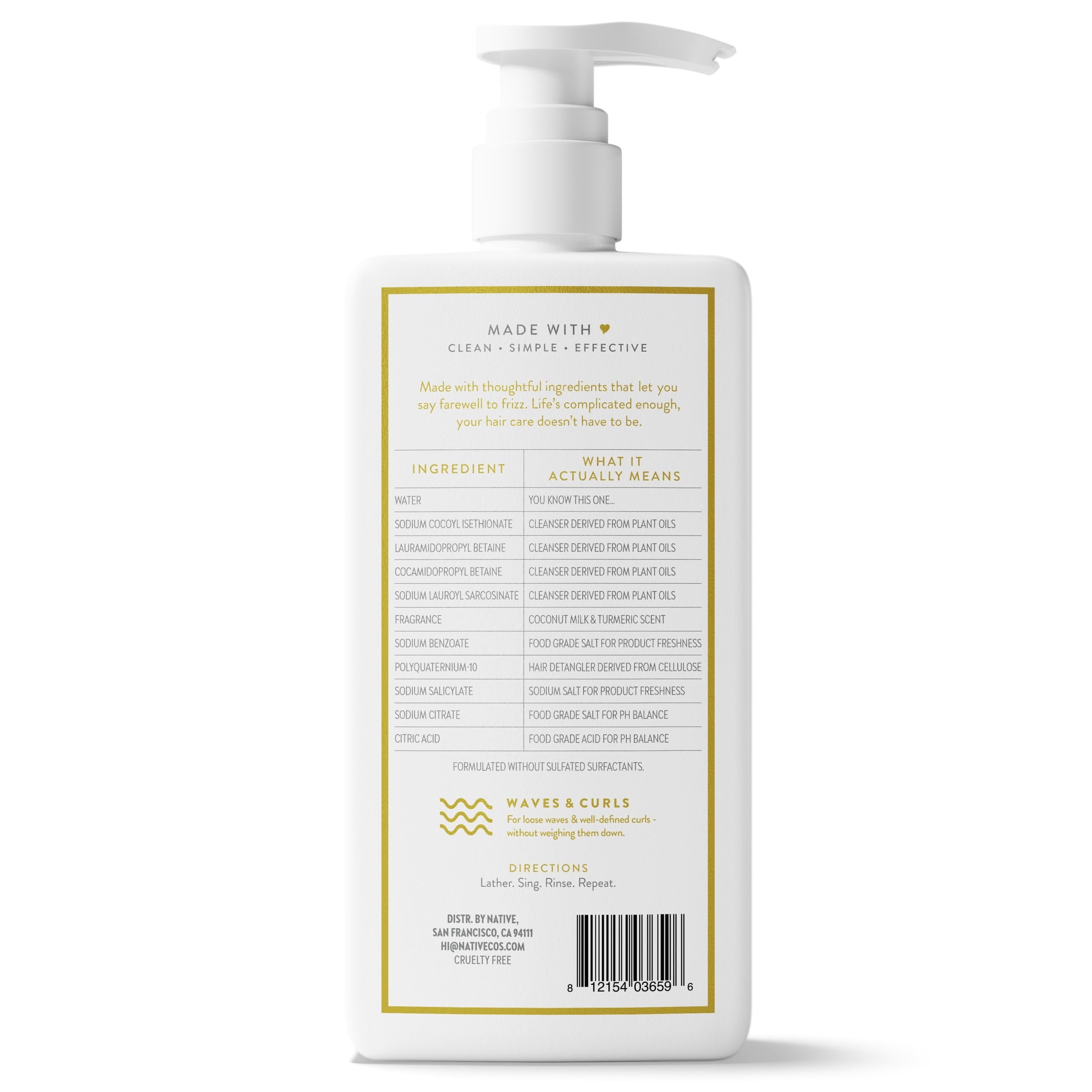 Curl Care 2-in-1 Mens Shampoo and Conditioner Coconut Milk and Turmeric 16.5 fl oz