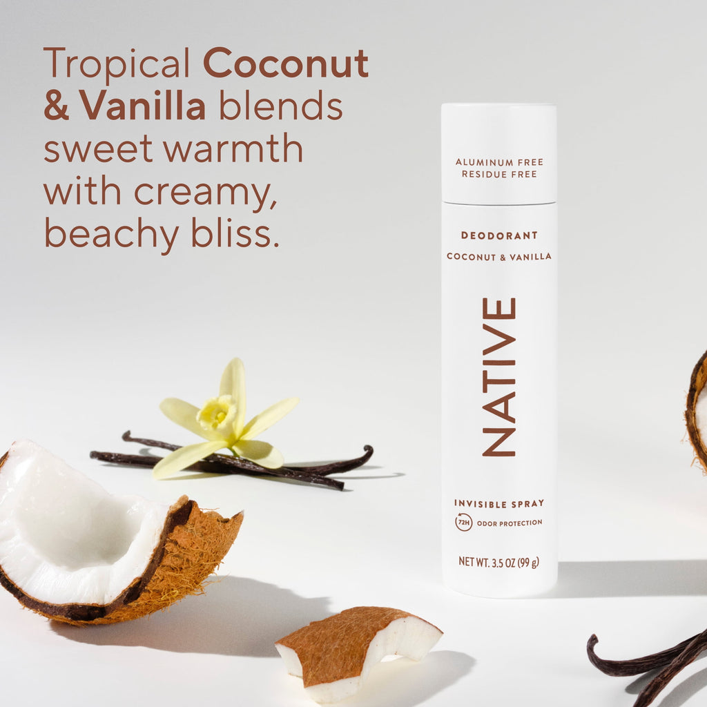 Deodorant &amp; Body Spray, Aluminum Free, Coconut &amp; Vanilla, for Women and Men, 3.5 oz
