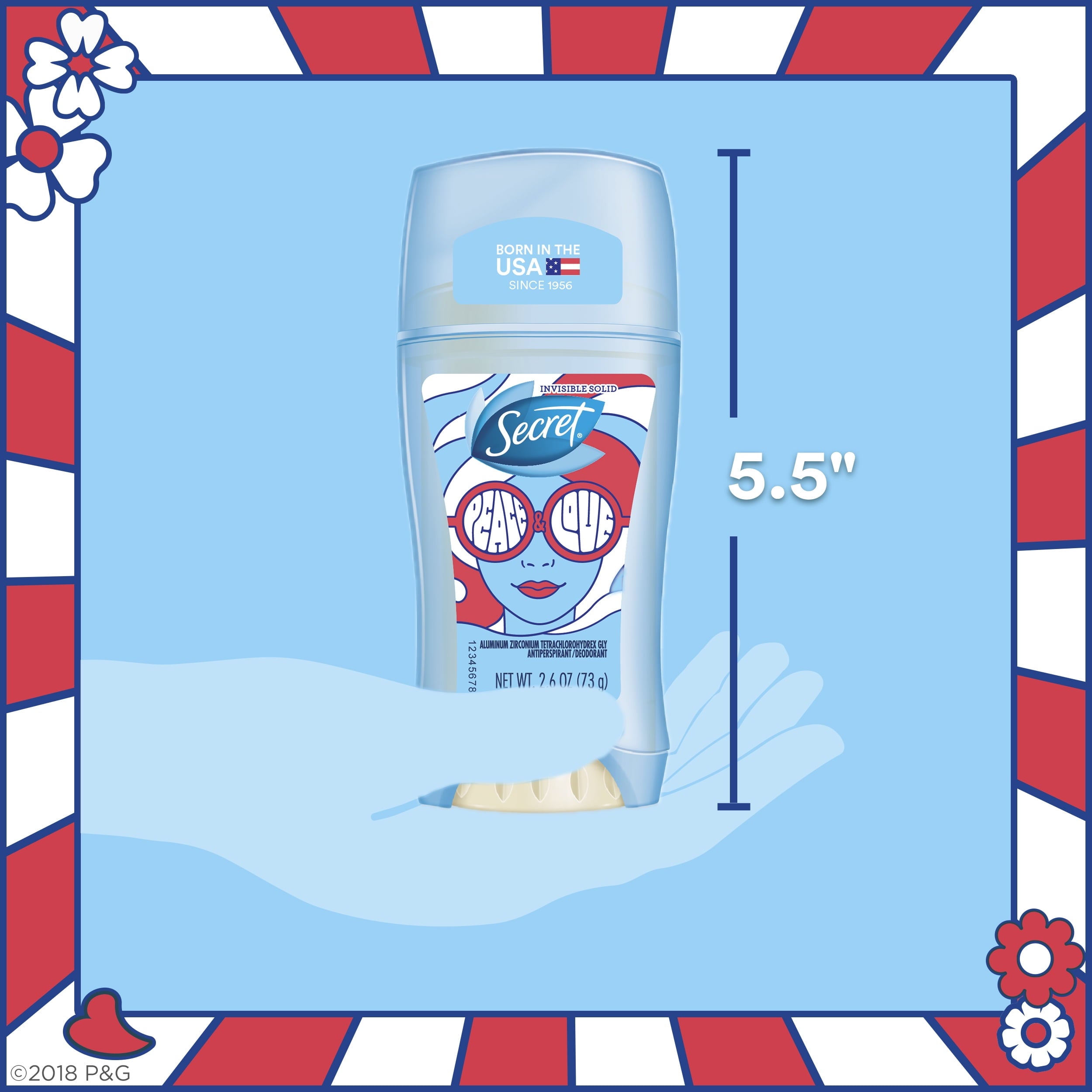 Invisible Solid Antiperspirant &amp; Deodorant, Peace &amp; Love, 2.6 oz