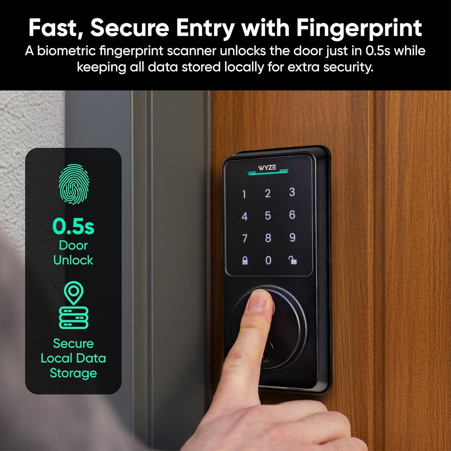 Lock Bolt v2, Smart Wi-Fi Deadbolt with Fingerprint Scanner, Keyless Entry, Keypad with 50 Passcodes, Built-in Wi-Fi 6, Auto-Lock, 8-Month Battery