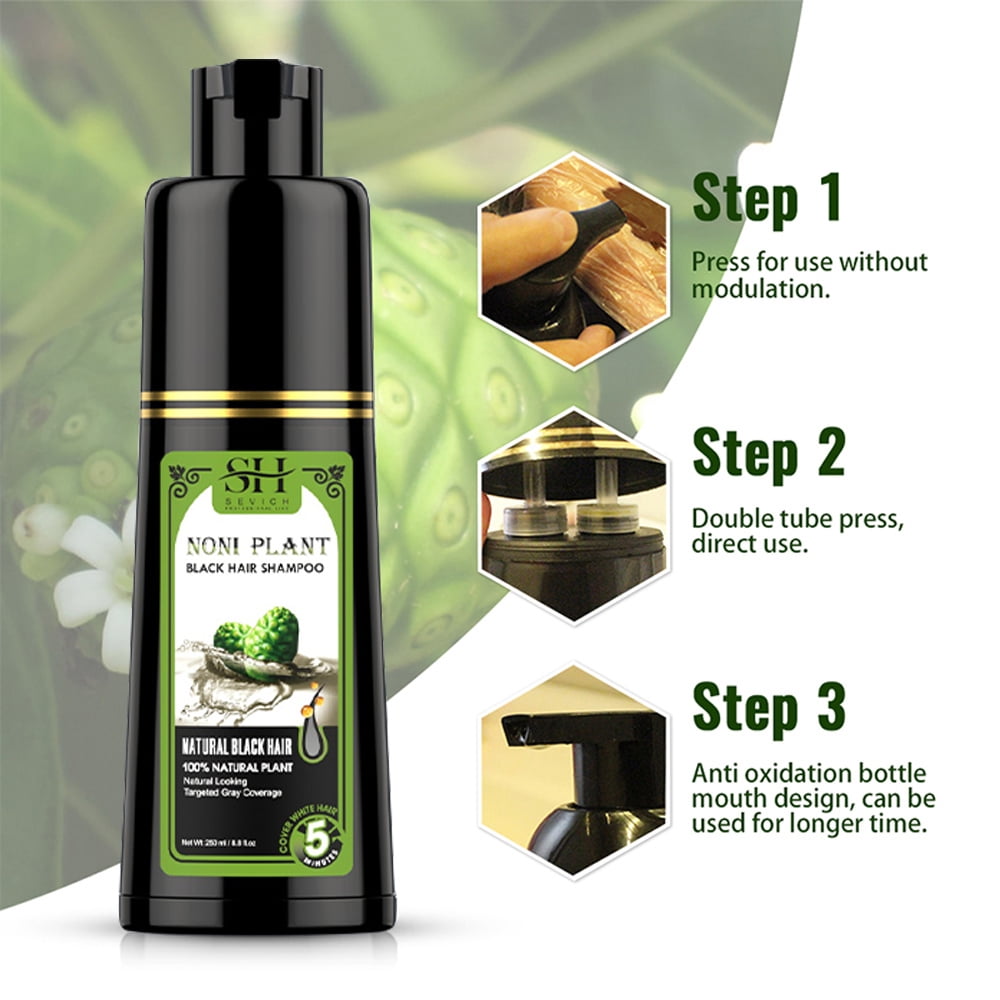 Black Hair Shampoo Organic Natural Plant Hair Dye Plant Essence Permanent Black Hair Color Dye Shampoo for Women Men Cover Gray White Hair