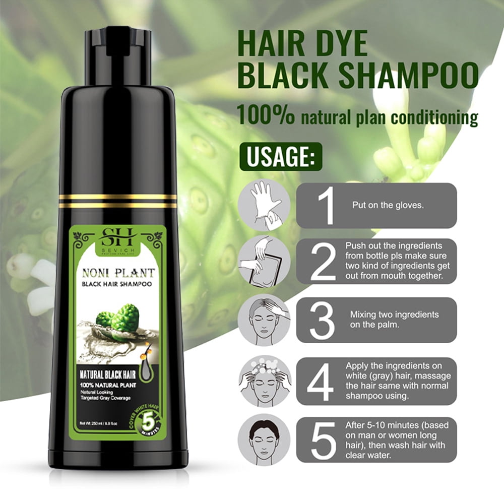 Black Hair Shampoo Organic Natural Plant Hair Dye Plant Essence Permanent Black Hair Color Dye Shampoo for Women Men Cover Gray White Hair