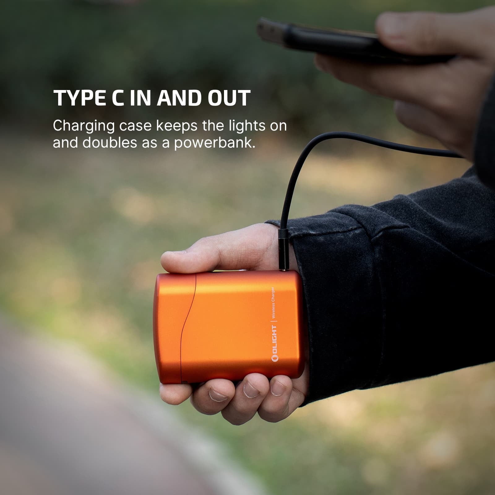 Baton4 Premium Edition EDC Flashlights 1300 Lumens with Type-C Charging Box, Powered by Battery, Small Bright Light IPX8 Waterproof for Emergencies, Outdoors (Orange)