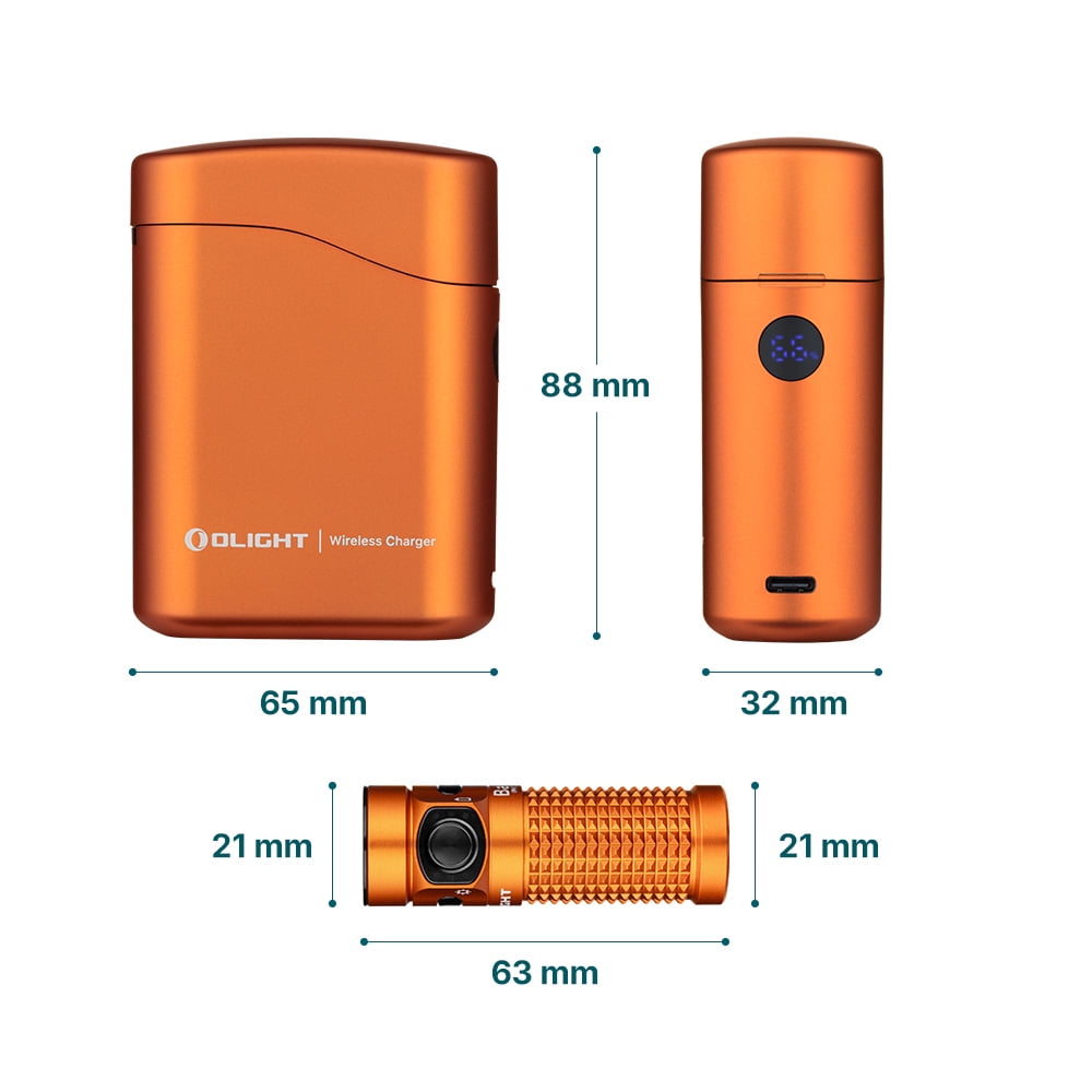 Baton4 Premium Edition EDC Flashlights 1300 Lumens with Type-C Charging Box, Powered by Battery, Small Bright Light IPX8 Waterproof for Emergencies, Outdoors (Orange)