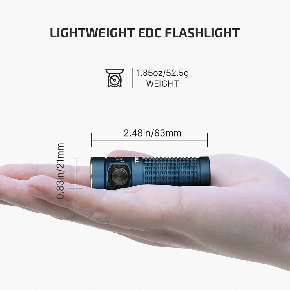 Baton4 Premium Edition EDC Flashlights 1300 Lumens with Type-C Charging Box, Powered by Battery, Small Bright Light IPX8 Waterproof for Emergencies, Outdoors (Orange)