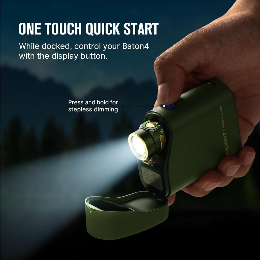 Baton4 Premium Edition EDC Flashlights 1300 Lumens with Type-C Charging Box, Powered by Battery, Small Bright Light IPX8 Waterproof for Emergencies, Outdoors (Orange)