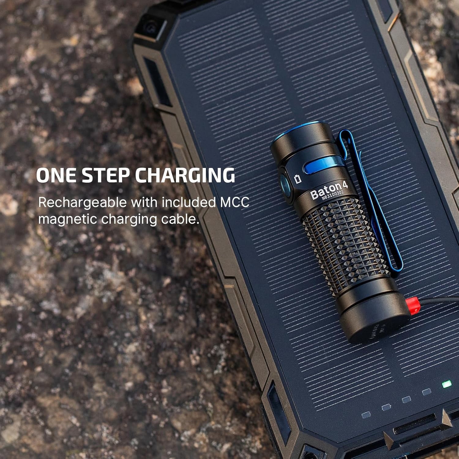 Baton4 Premium Edition EDC Flashlights 1300 Lumens with Type-C Charging Box, Powered by Battery, Small Bright Light IPX8 Waterproof for Emergencies, Outdoors (Orange)