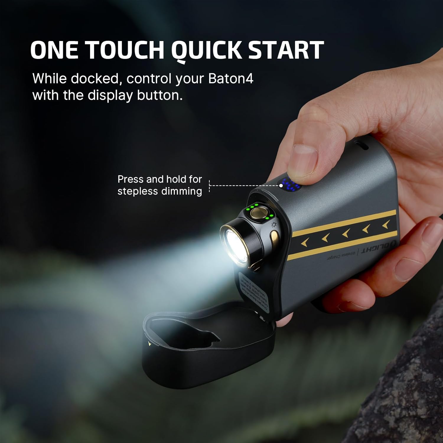 Baton4 Premium Edition EDC Flashlights 1300 Lumens with Type-C Charging Box, Powered by Battery, Small Bright Light IPX8 Waterproof for Emergencies, Outdoors (Orange)