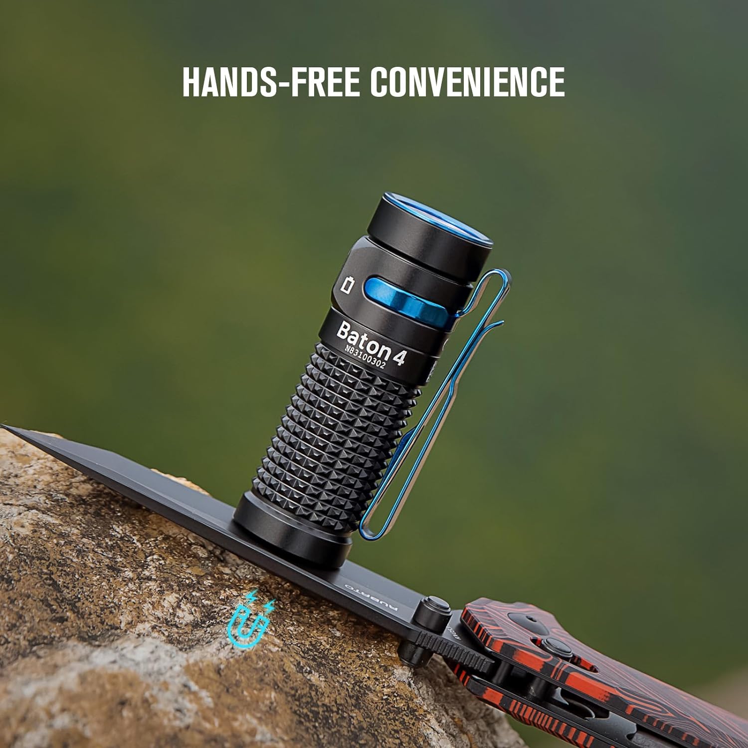 Baton4 Premium Edition EDC Flashlights 1300 Lumens with Type-C Charging Box, Powered by Battery, Small Bright Light IPX8 Waterproof for Emergencies, Outdoors (Orange)