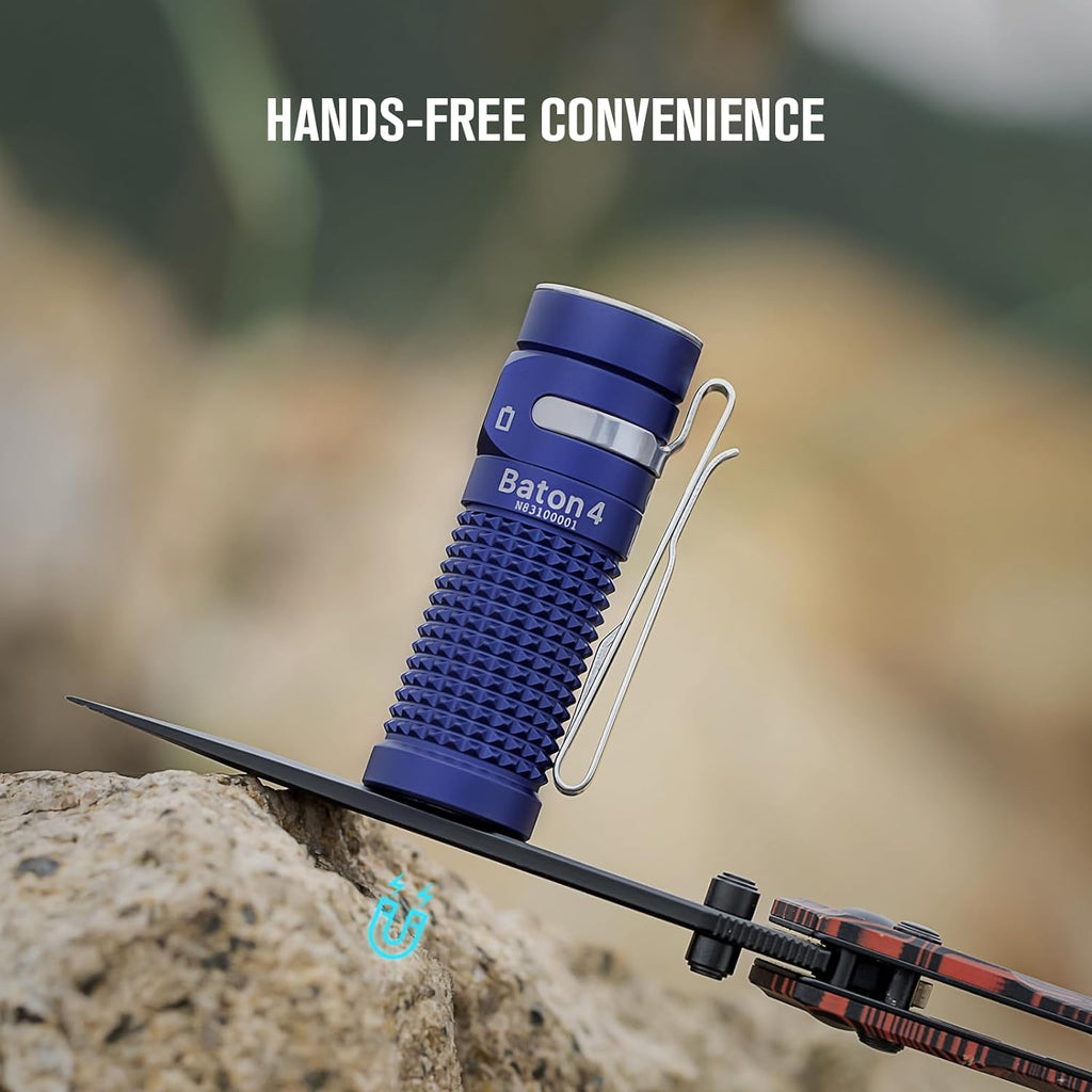 Baton4 Premium Edition EDC Flashlights 1300 Lumens with Type-C Charging Box, Powered by Battery, Small Bright Light IPX8 Waterproof for Emergencies, Outdoors (Orange)