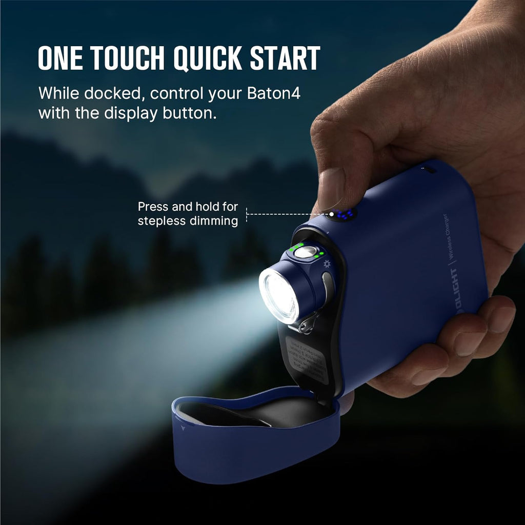 Baton4 Premium Edition EDC Flashlights 1300 Lumens with Type-C Charging Box, Powered by Battery, Small Bright Light IPX8 Waterproof for Emergencies, Outdoors (Orange)