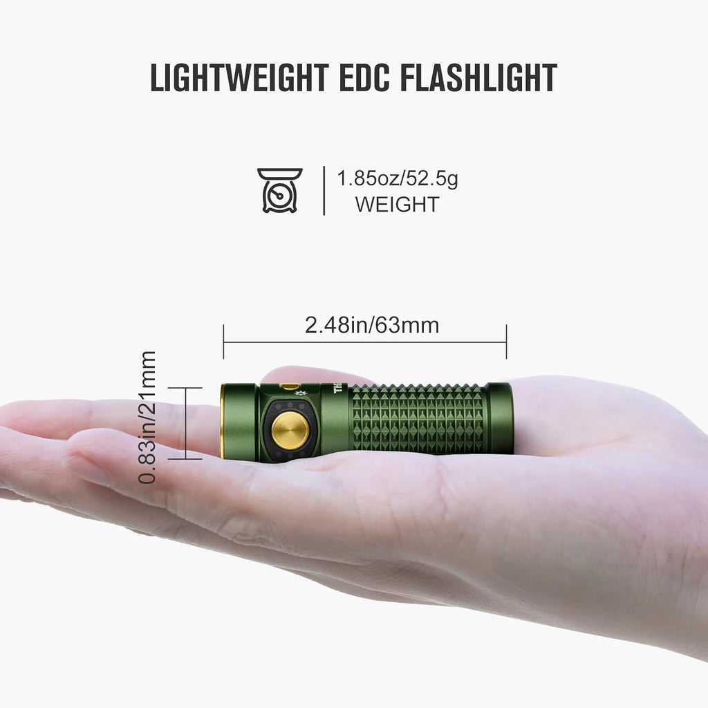 Baton4 Premium Edition EDC Flashlights 1300 Lumens with Type-C Charging Box, Powered by Battery, Small Bright Light IPX8 Waterproof for Emergencies, Outdoors (Orange)