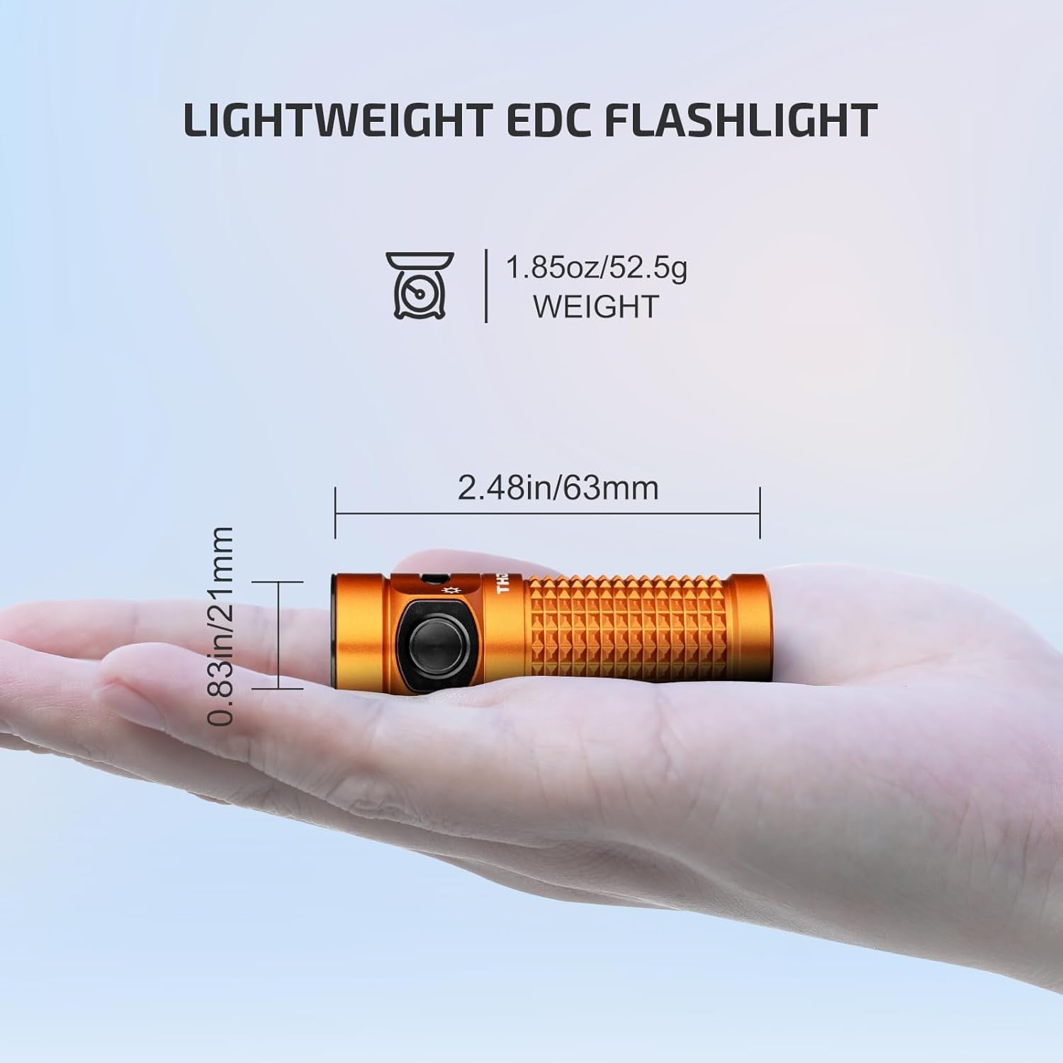 Baton4 Premium Edition EDC Flashlights 1300 Lumens with Type-C Charging Box, Powered by Battery, Small Bright Light IPX8 Waterproof for Emergencies, Outdoors (Orange)