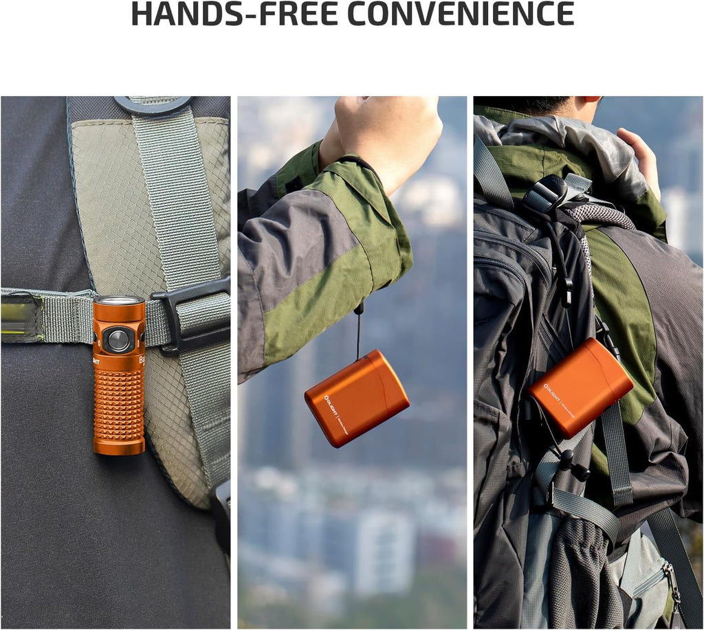 Baton4 Premium Edition EDC Flashlights 1300 Lumens with Type-C Charging Box, Powered by Battery, Small Bright Light IPX8 Waterproof for Emergencies, Outdoors (Orange)