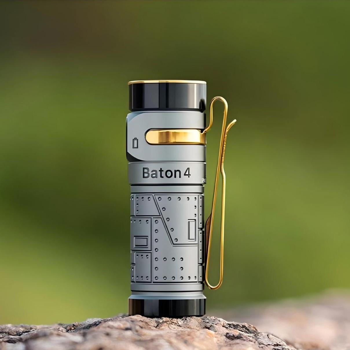 Baton4 Premium Edition EDC Flashlights 1300 Lumens with Type-C Charging Box, Powered by Battery, Small Bright Light IPX8 Waterproof for Emergencies, Outdoors (Orange)